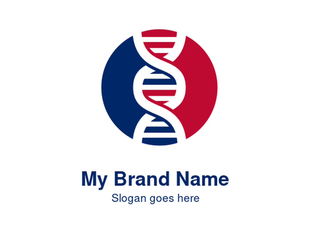 Striking Red and Blue DNA Helix Symbol Logo Design for Advanced Biotechnology and Genetic Research Branding